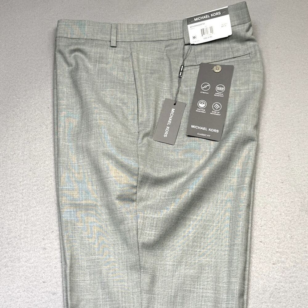 Michael Kors Men's Classic Fit sharkskin Dress Pants Mint 42x36 $95